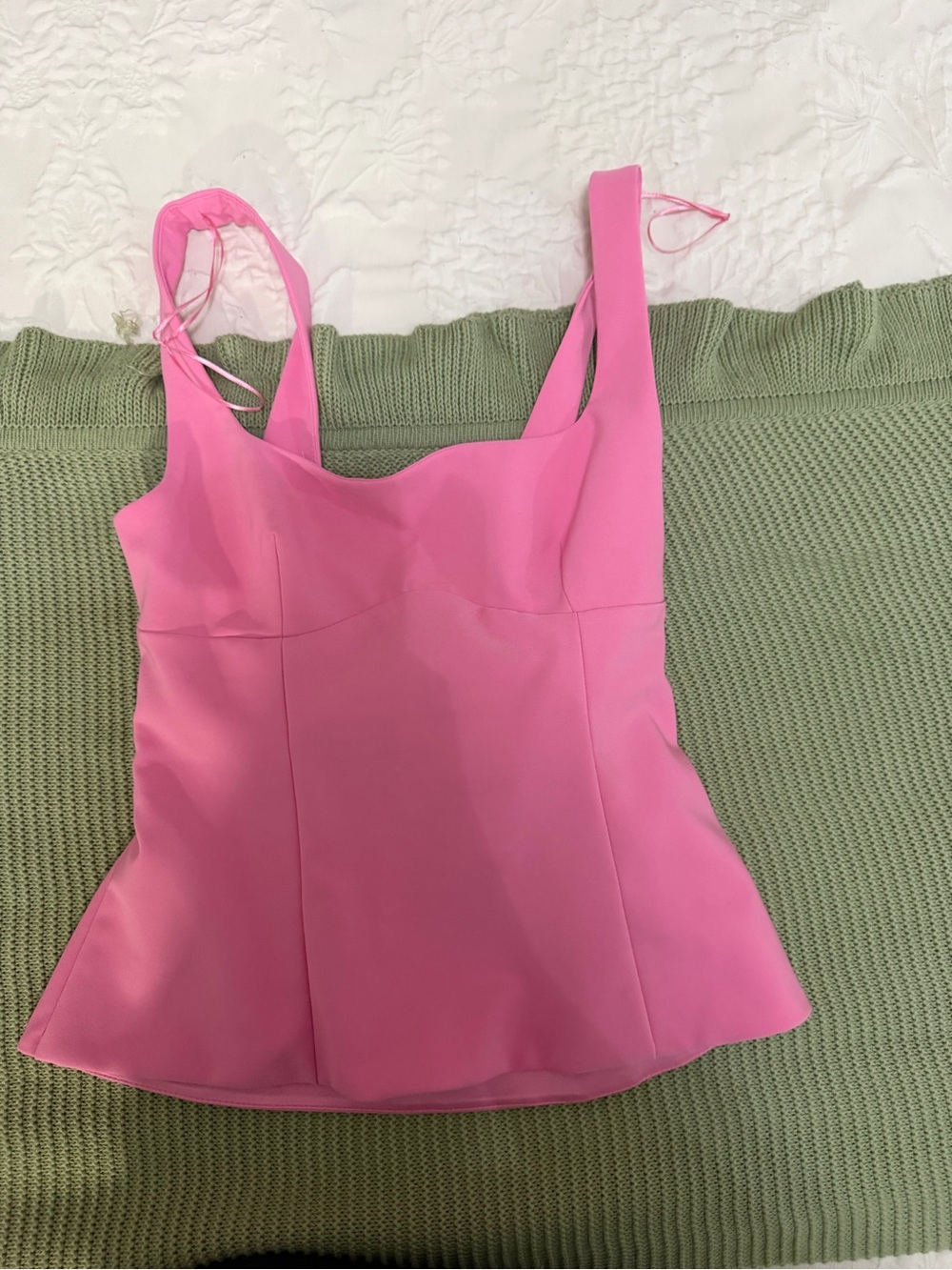 Women’s Pink Square-Neck Tank Top peplum